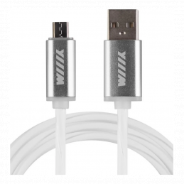 Кабель WIIIX CBL710-UMU-10W светящийся USB-микроUSB белый 1m